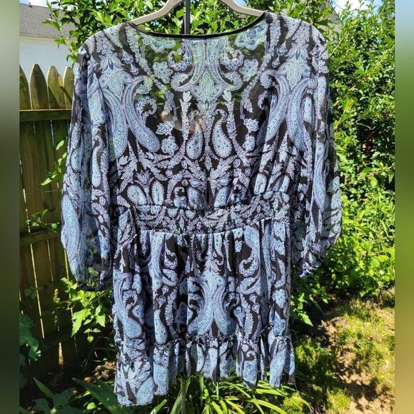 Blue and Black Paisley Blouse - Picture 9 of 12